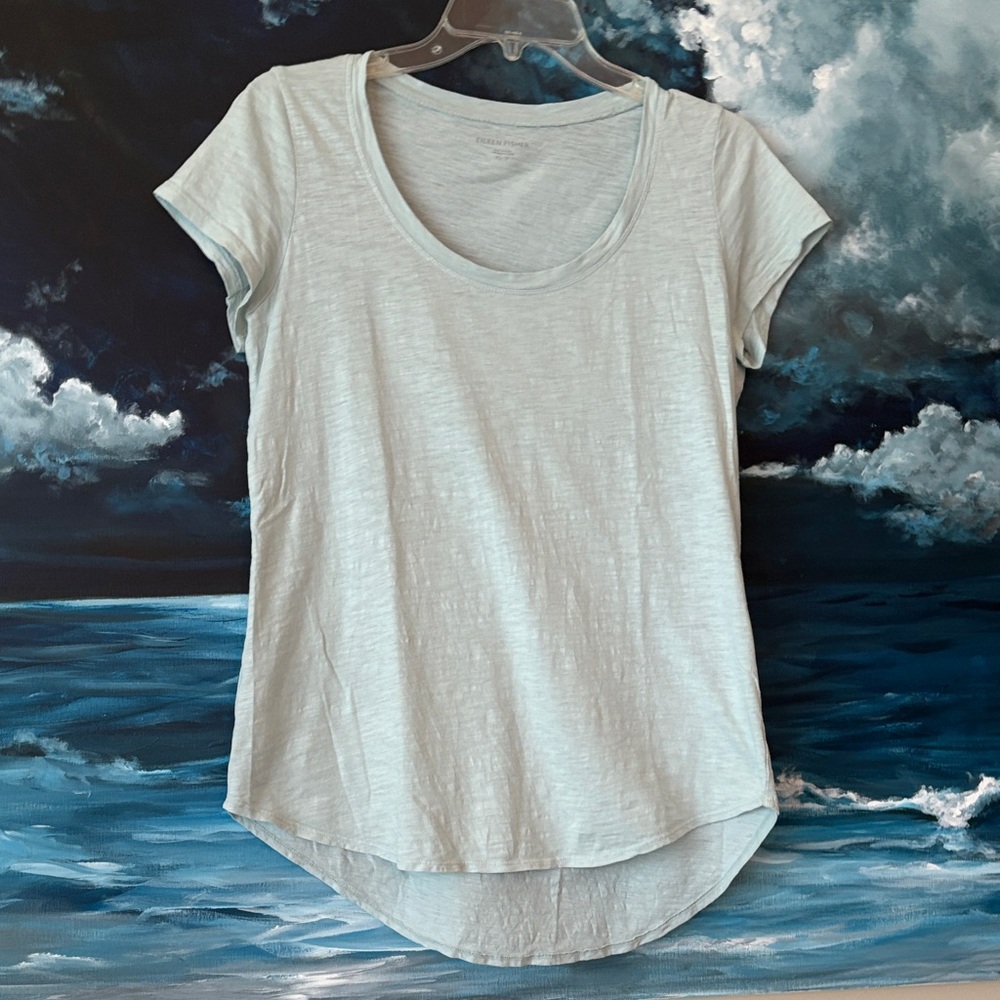 Light Blue Organic Cotton Scoop Neck Tee